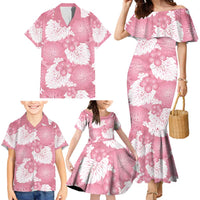 Pink Aloha Hawaii Family Matching Mermaid Dress and Hawaiian Shirt Monstera Hibiscus Plumeria Seamless Vibes LT14 - Polynesian Pride