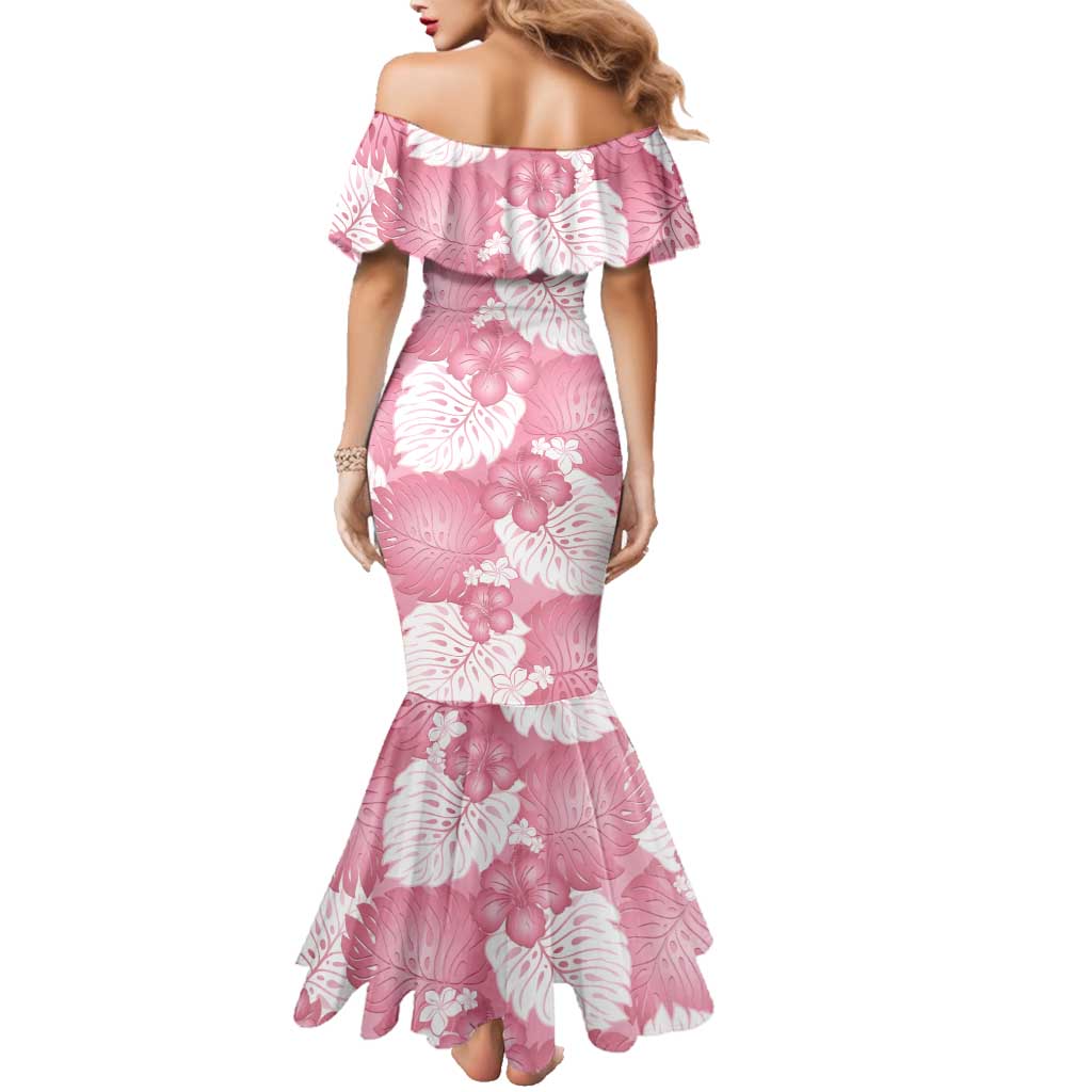 Pink Aloha Hawaii Family Matching Mermaid Dress and Hawaiian Shirt Monstera Hibiscus Plumeria Seamless Vibes LT14 - Polynesian Pride
