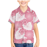 Pink Aloha Hawaii Family Matching Mermaid Dress and Hawaiian Shirt Monstera Hibiscus Plumeria Seamless Vibes LT14 Son's Shirt Pink - Polynesian Pride