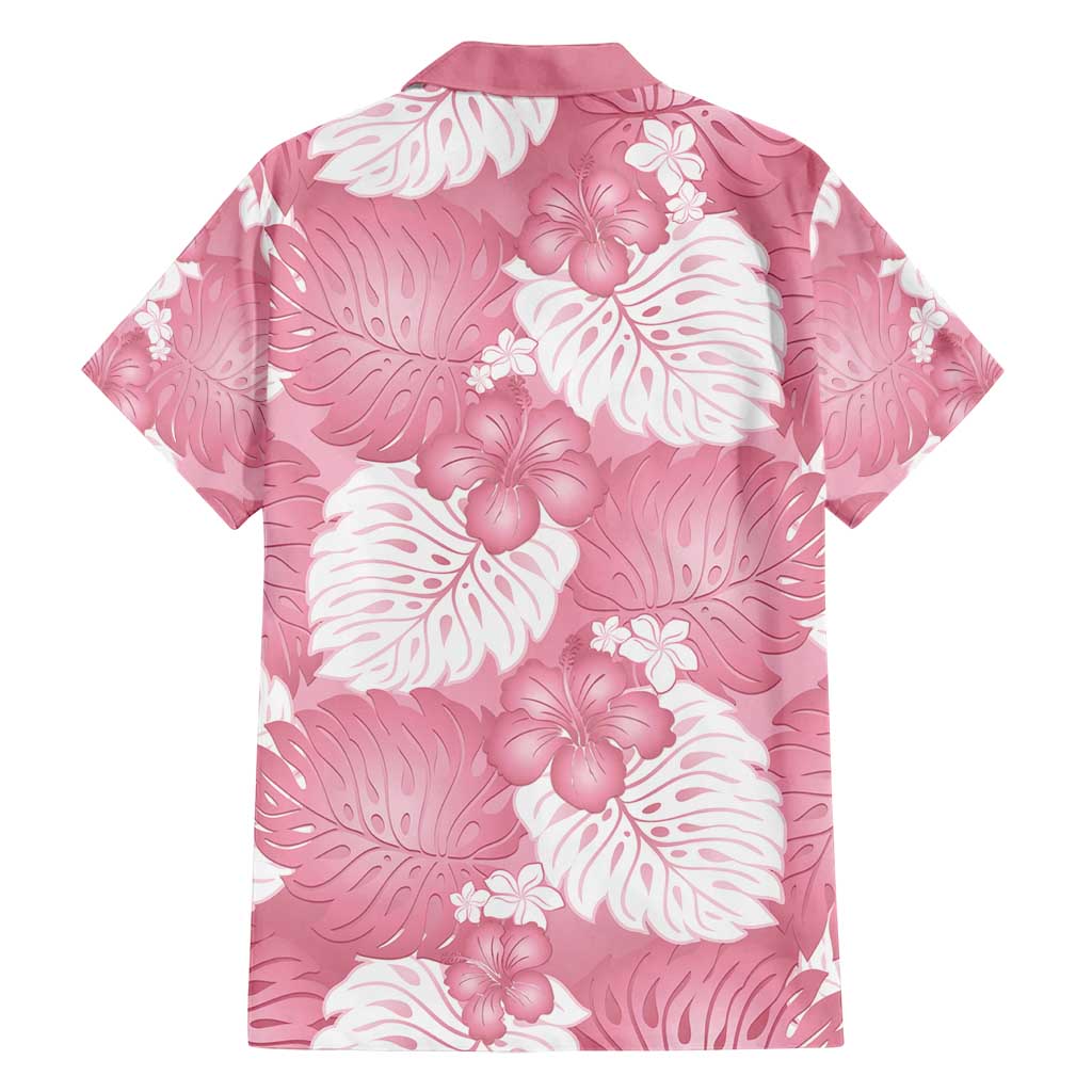 Pink Aloha Hawaii Family Matching Puletasi and Hawaiian Shirt Monstera Hibiscus Plumeria Seamless Vibes - Polynesian Pride