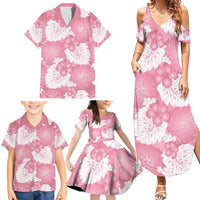 Pink Aloha Hawaii Family Matching Summer Maxi Dress and Hawaiian Shirt Monstera Hibiscus Plumeria Seamless Vibes LT14 - Polynesian Pride