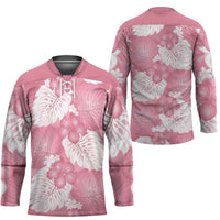Pink Aloha Hawaii Hockey Jersey Monstera Hibiscus Plumeria Seamless Vibes - Polynesian Pride