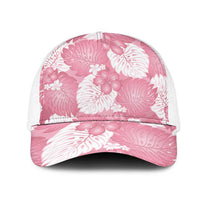Pink Aloha Hawaii Mesh Trucker Cap Monstera Hibiscus Plumeria Seamless Vibes - Polynesian Pride