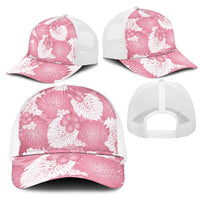 Pink Aloha Hawaii Mesh Trucker Cap Monstera Hibiscus Plumeria Seamless Vibes - Polynesian Pride