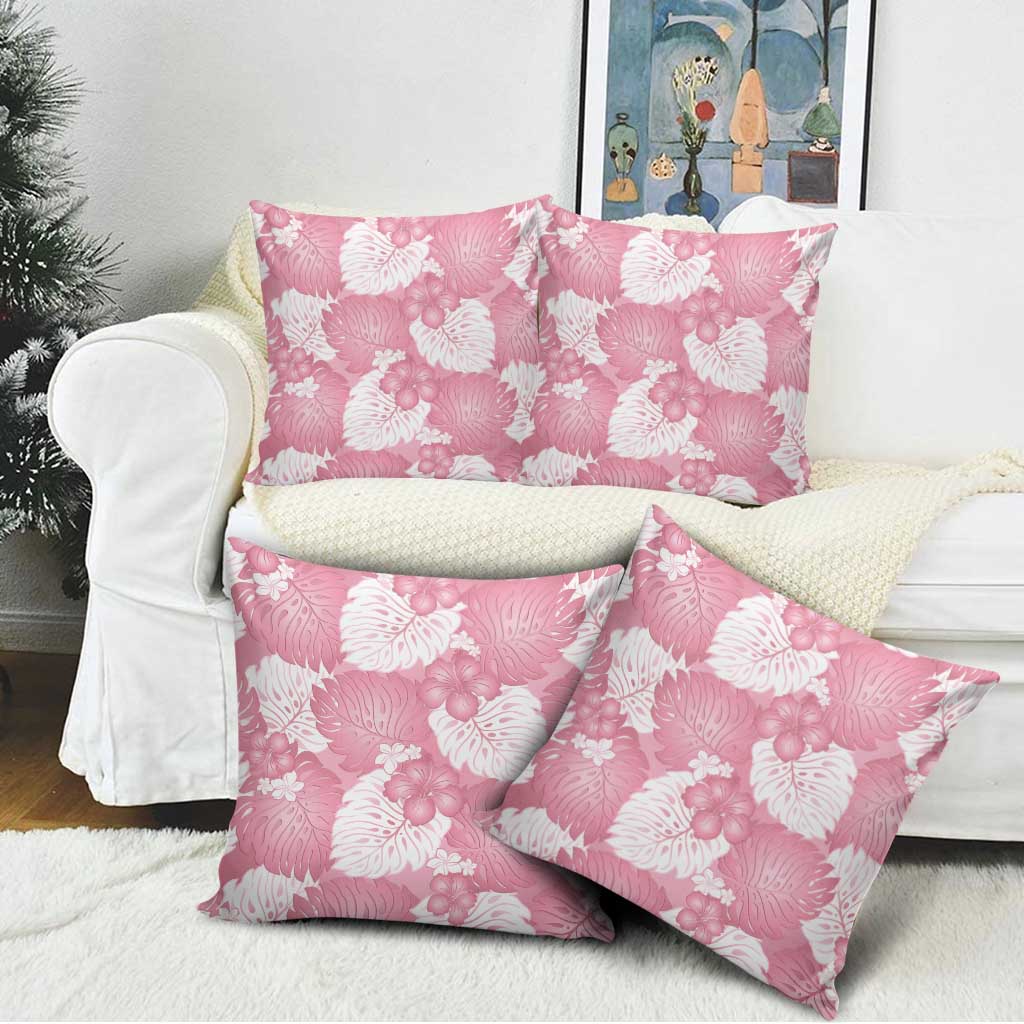 Pink Aloha Hawaii Pillow Cover Monstera Hibiscus Plumeria Seamless Vibes - Polynesian Pride