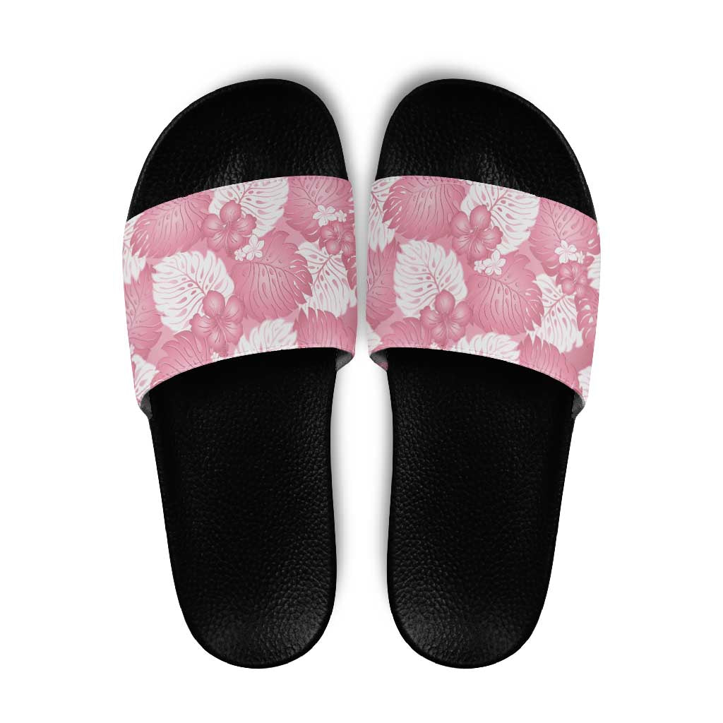 Pink Aloha Hawaii Slide Sandals Monstera Hibiscus Plumeria Seamless Vibes LT14 Pink - Polynesian Pride