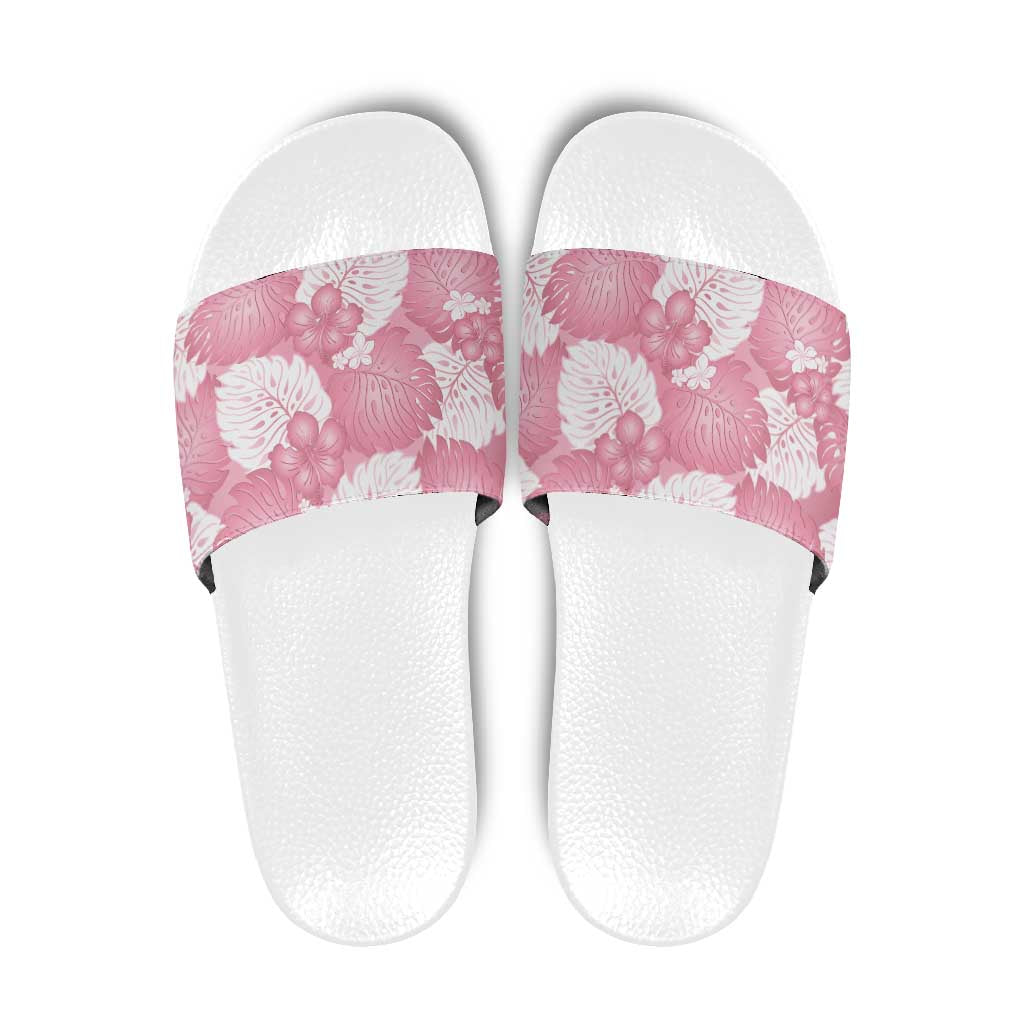 Pink Aloha Hawaii Slide Sandals Monstera Hibiscus Plumeria Seamless Vibes LT14 Pink - Polynesian Pride