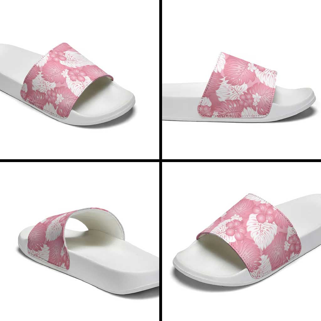 Pink Aloha Hawaii Slide Sandals Monstera Hibiscus Plumeria Seamless Vibes LT14 - Polynesian Pride