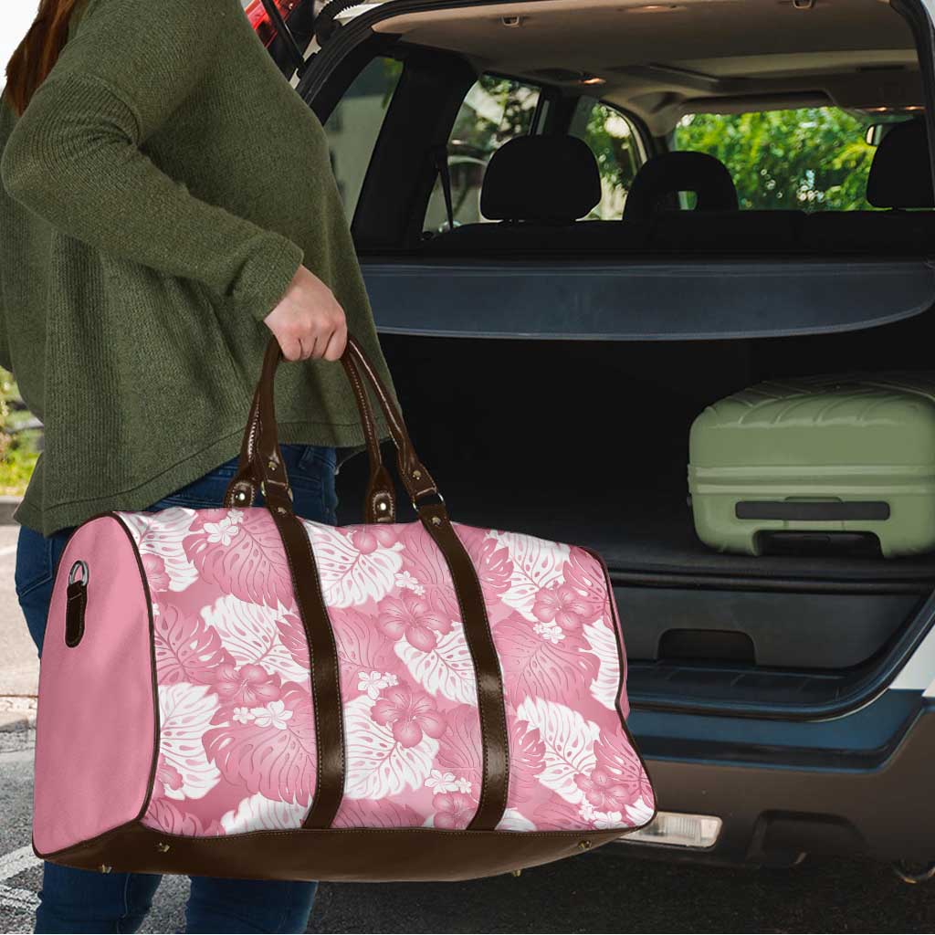 Pink Aloha Hawaii Travel Bag Monstera Hibiscus Plumeria Seamless Vibes - Polynesian Pride