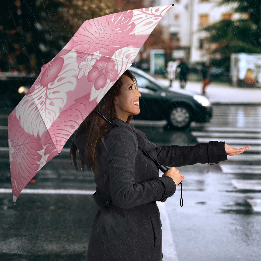 Pink Aloha Hawaii Umbrella Monstera Hibiscus Plumeria Seamless Vibes LT14 - Polynesian Pride