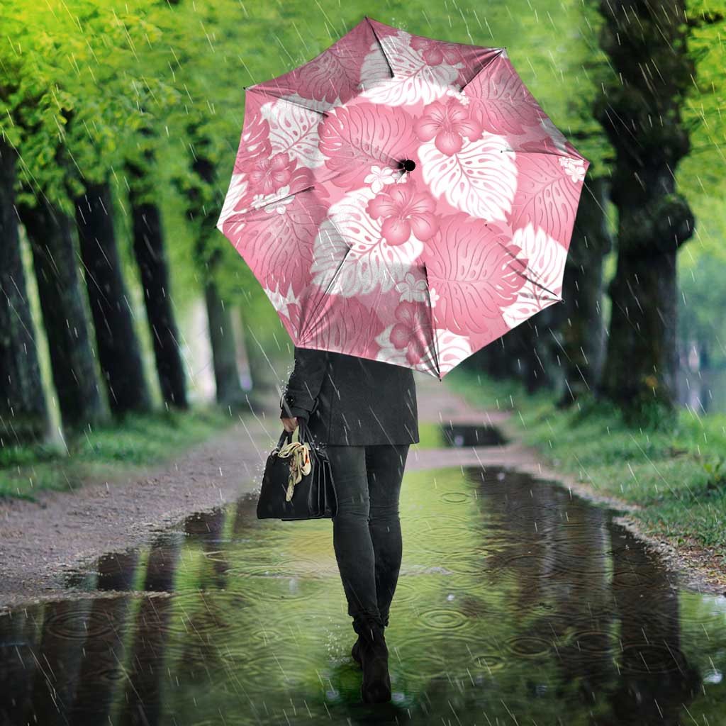 Pink Aloha Hawaii Umbrella Monstera Hibiscus Plumeria Seamless Vibes LT14 - Polynesian Pride