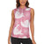 Pink Aloha Hawaii Women Sleeveless Polo Shirt Monstera Hibiscus Plumeria Seamless Vibes - Polynesian Pride