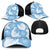 Blue Aloha Hawaii Baseball Net Cap Monstera Hibiscus Plumeria Seamless Vibes - Polynesian Pride