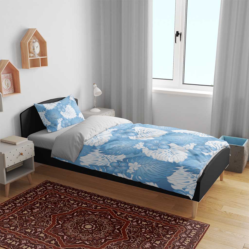 Blue Aloha Hawaii Bedding Set Monstera Hibiscus Plumeria Seamless Vibes - Polynesian Pride