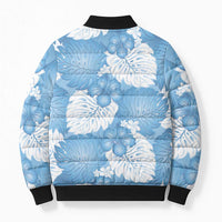 Blue Aloha Hawaii Bomber Puffer Jacket Monstera Hibiscus Plumeria Seamless Vibes - Polynesian Pride