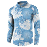 Blue Aloha Hawaii Button Sweatshirt Monstera Hibiscus Plumeria Seamless Vibes - Polynesian Pride