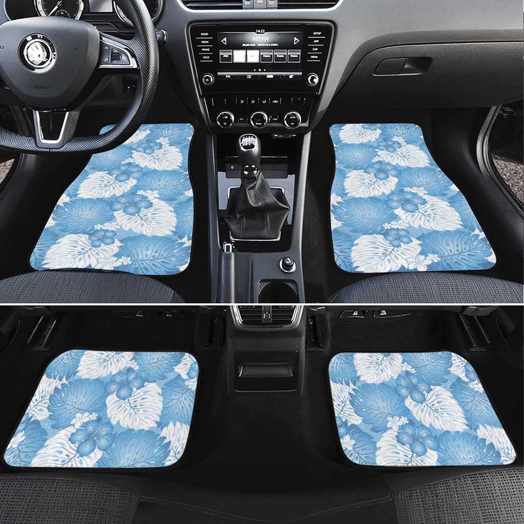 Blue Aloha Hawaii Car Mats Monstera Hibiscus Plumeria Seamless Vibes LT14 Set 4pcs Blue - Polynesian Pride