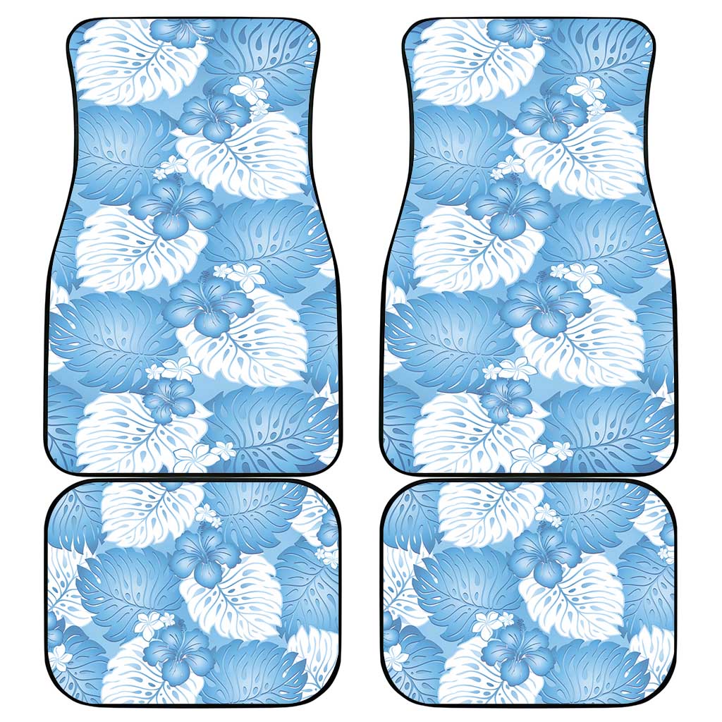 Blue Aloha Hawaii Car Mats Monstera Hibiscus Plumeria Seamless Vibes LT14 - Polynesian Pride