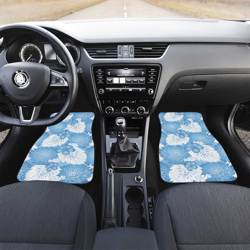 Blue Aloha Hawaii Car Mats Monstera Hibiscus Plumeria Seamless Vibes LT14 Set 2pcs - Front Blue - Polynesian Pride