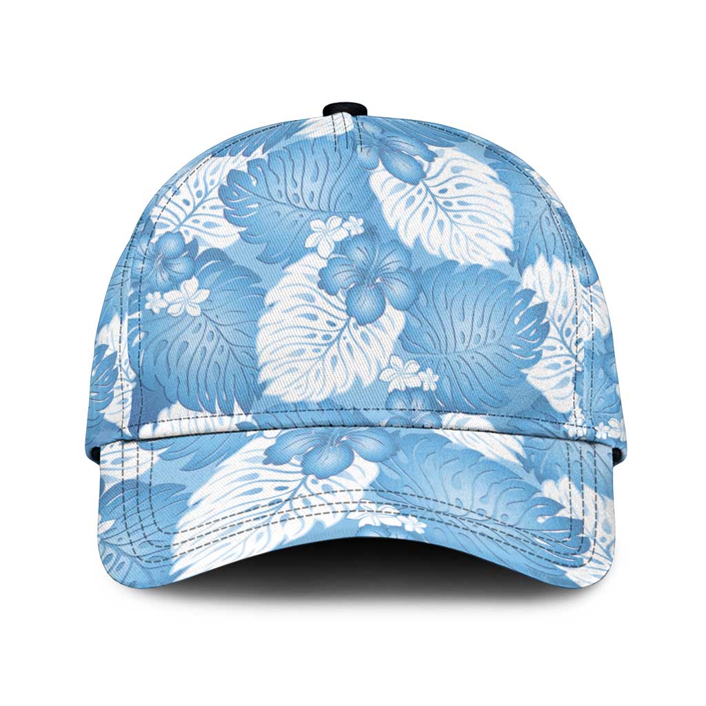 Blue Aloha Hawaii Classic Cap Monstera Hibiscus Plumeria Seamless Vibes - Polynesian Pride