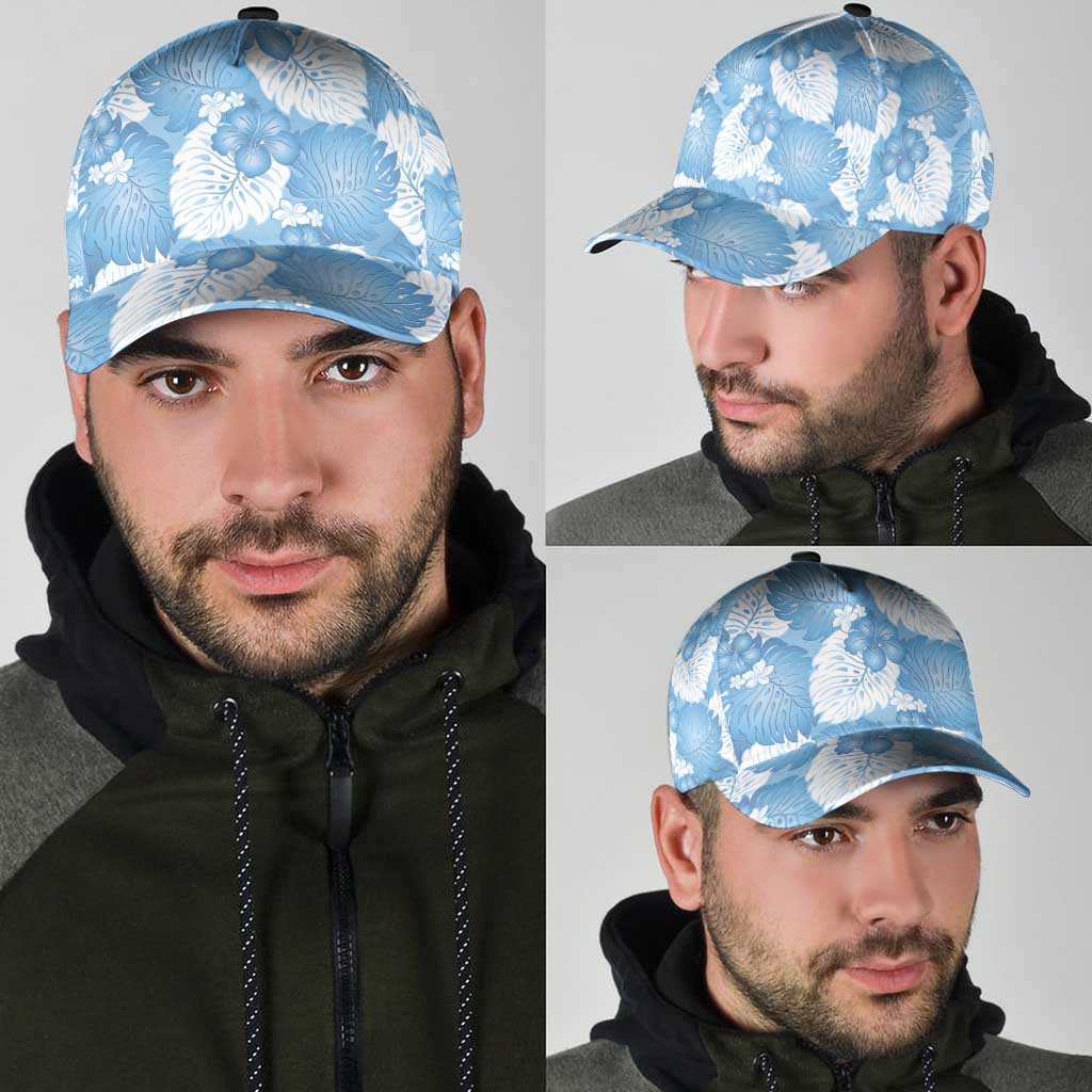 Blue Aloha Hawaii Classic Cap Monstera Hibiscus Plumeria Seamless Vibes - Polynesian Pride