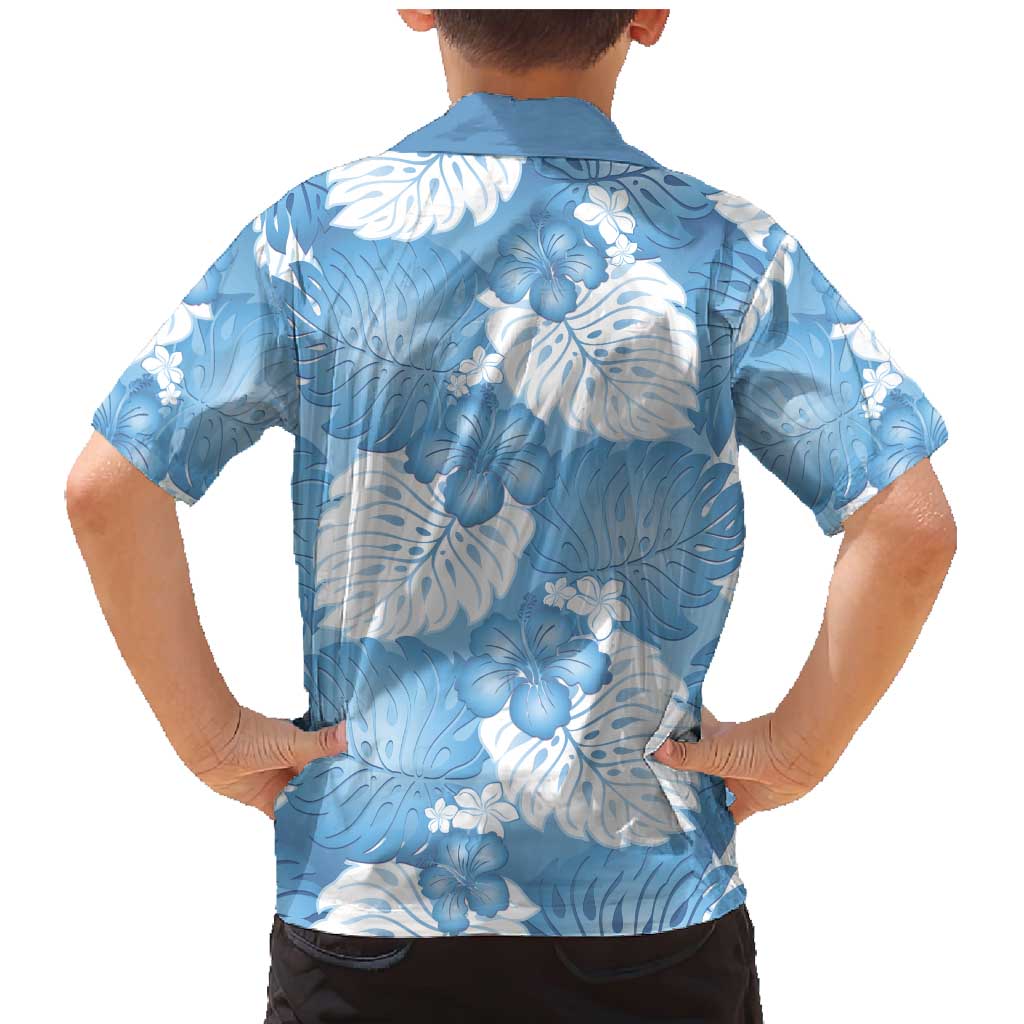 Blue Aloha Hawaii Family Matching Mermaid Dress and Hawaiian Shirt Monstera Hibiscus Plumeria Seamless Vibes LT14 - Polynesian Pride