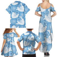 Blue Aloha Hawaii Family Matching Summer Maxi Dress and Hawaiian Shirt Monstera Hibiscus Plumeria Seamless Vibes LT14 - Polynesian Pride