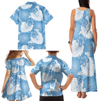 Blue Aloha Hawaii Family Matching Tank Maxi Dress and Hawaiian Shirt Monstera Hibiscus Plumeria Seamless Vibes LT14 - Polynesian Pride