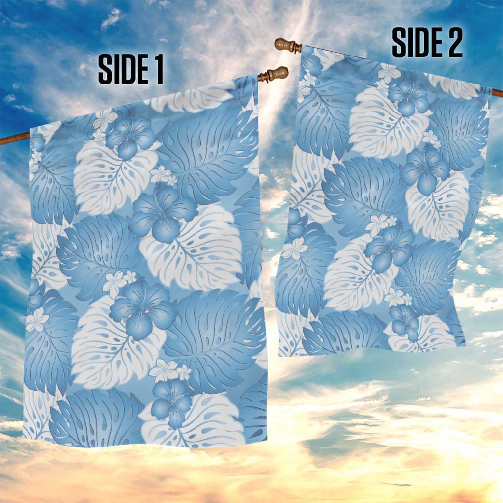 Blue Aloha Hawaii Garden Flag Monstera Hibiscus Plumeria Seamless Vibes - Polynesian Pride