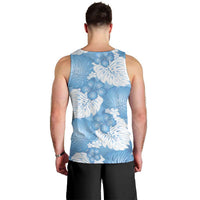 Blue Aloha Hawaii Men Tank Top Monstera Hibiscus Plumeria Seamless Vibes LT14 - Polynesian Pride