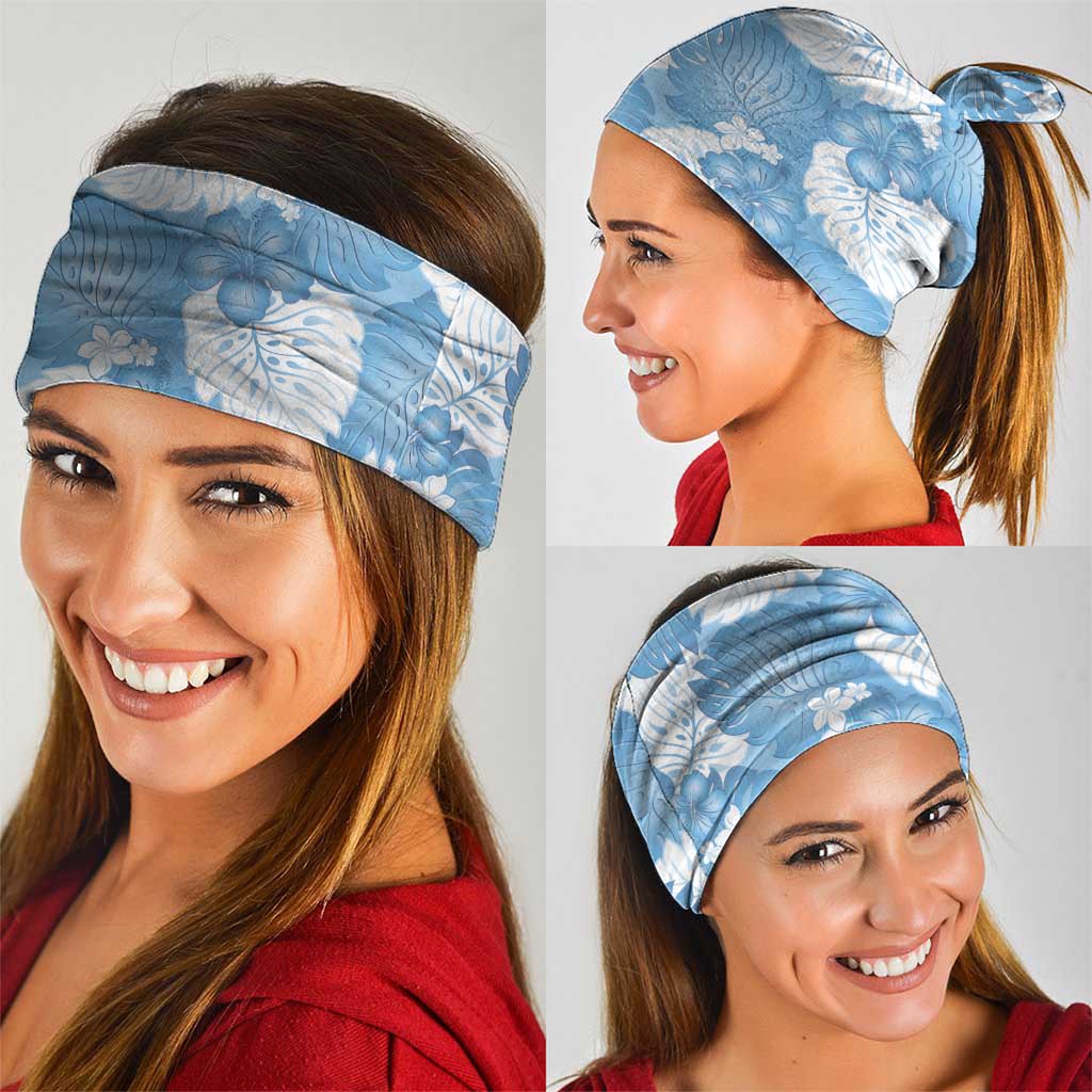 Blue Aloha Hawaii Neck Gaiter Monstera Hibiscus Plumeria Seamless Vibes LT14