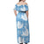 Blue Aloha Hawaii Off Shoulder Maxi Dress Monstera Hibiscus Plumeria Seamless Vibes - Polynesian Pride