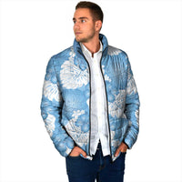 Blue Aloha Hawaii Padded Jacket Monstera Hibiscus Plumeria Seamless Vibes - Polynesian Pride