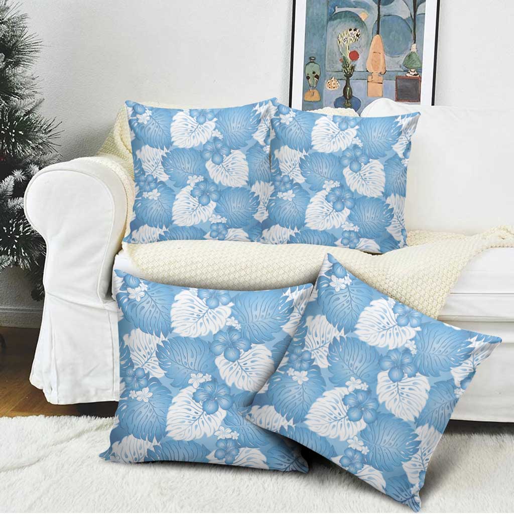 Blue Aloha Hawaii Pillow Cover Monstera Hibiscus Plumeria Seamless Vibes - Polynesian Pride