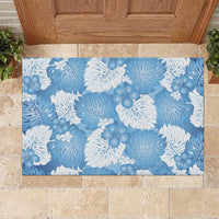 Blue Aloha Hawaii Rubber Doormat Monstera Hibiscus Plumeria Seamless Vibes - Polynesian Pride
