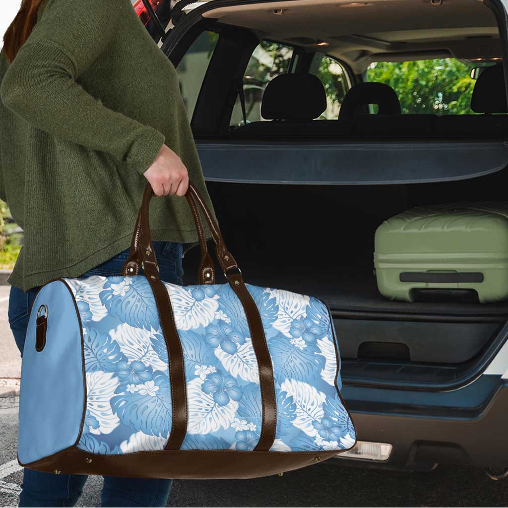 Blue Aloha Hawaii Travel Bag Monstera Hibiscus Plumeria Seamless Vibes - Polynesian Pride