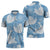Blue Aloha Hawaii Zipper Polo Shirt Monstera Hibiscus Plumeria Seamless Vibes - Polynesian Pride