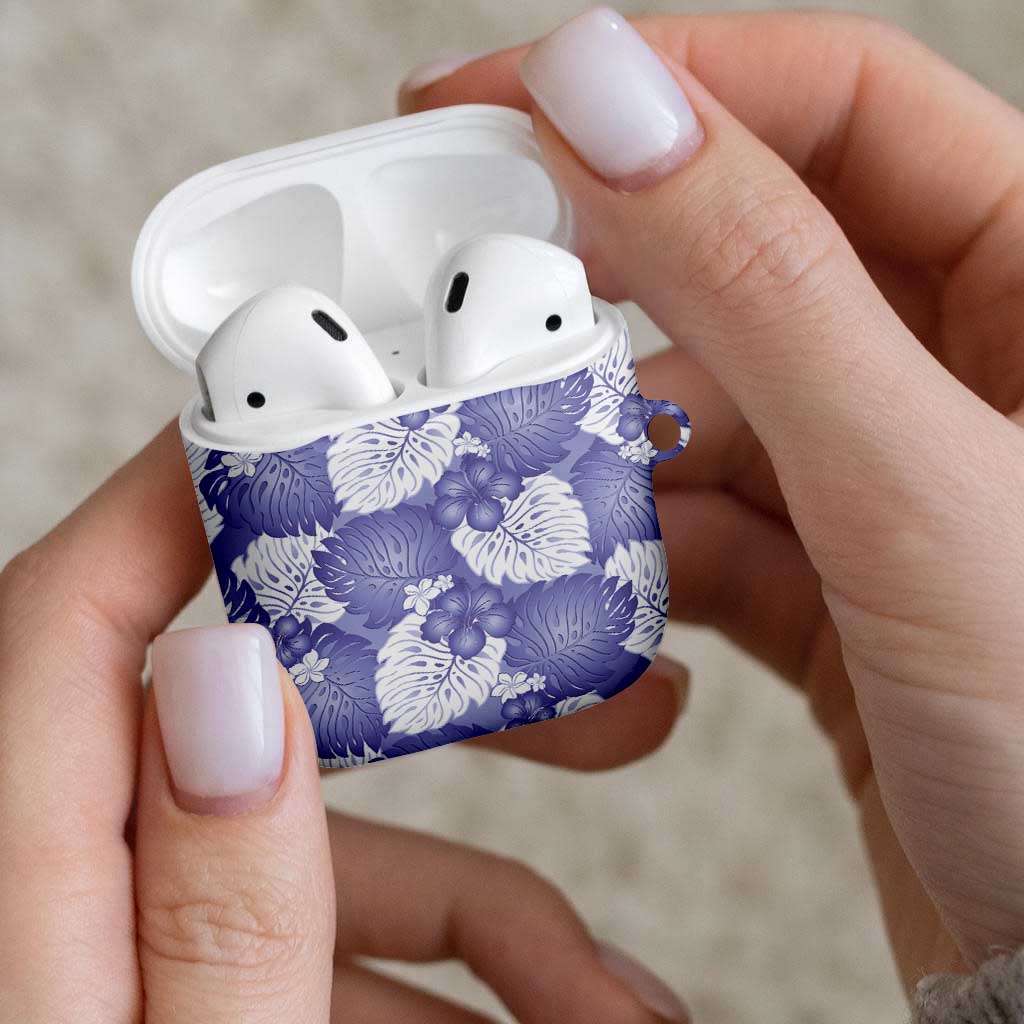 Purple Aloha Hawaii AirPods Case Monstera Hibiscus Plumeria Seamless Vibes - Polynesian Pride