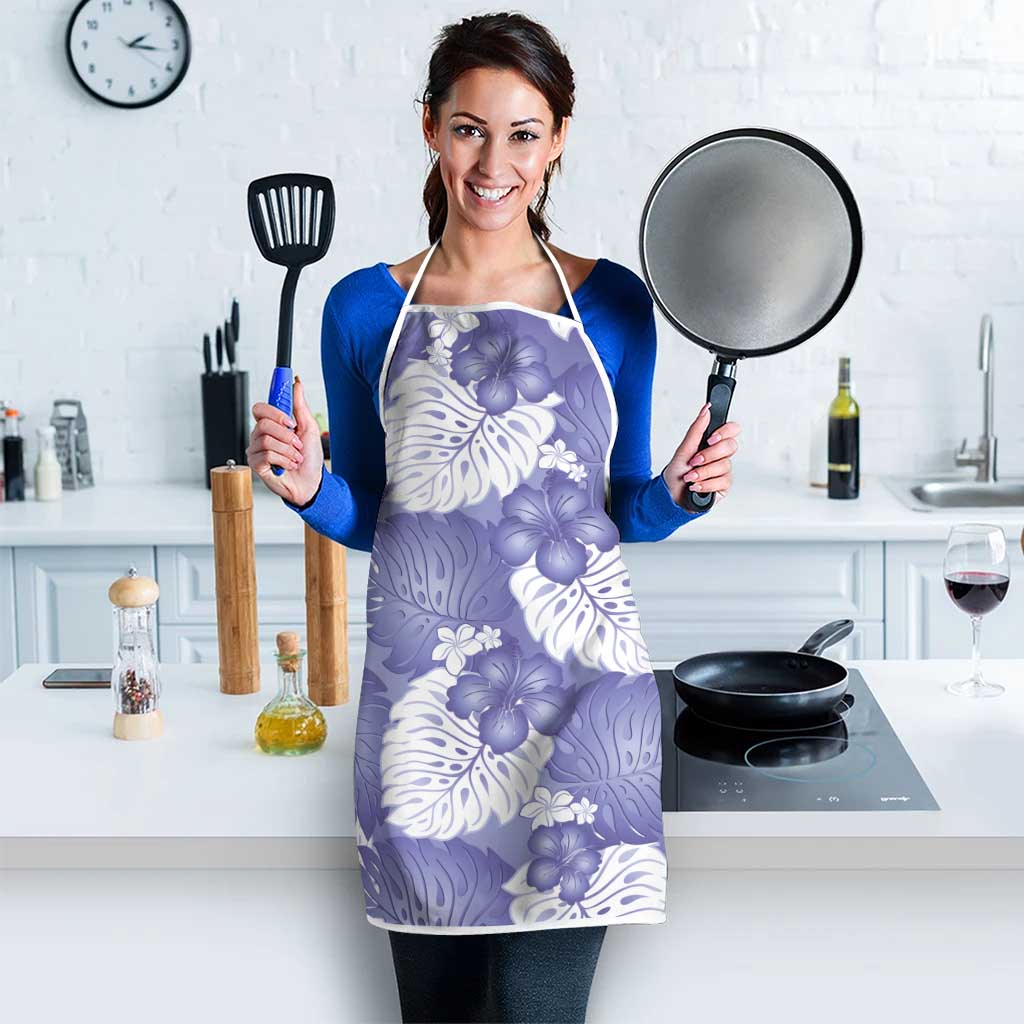 Purple Aloha Hawaii Apron Monstera Hibiscus Plumeria Seamless Vibes LT14 - Polynesian Pride