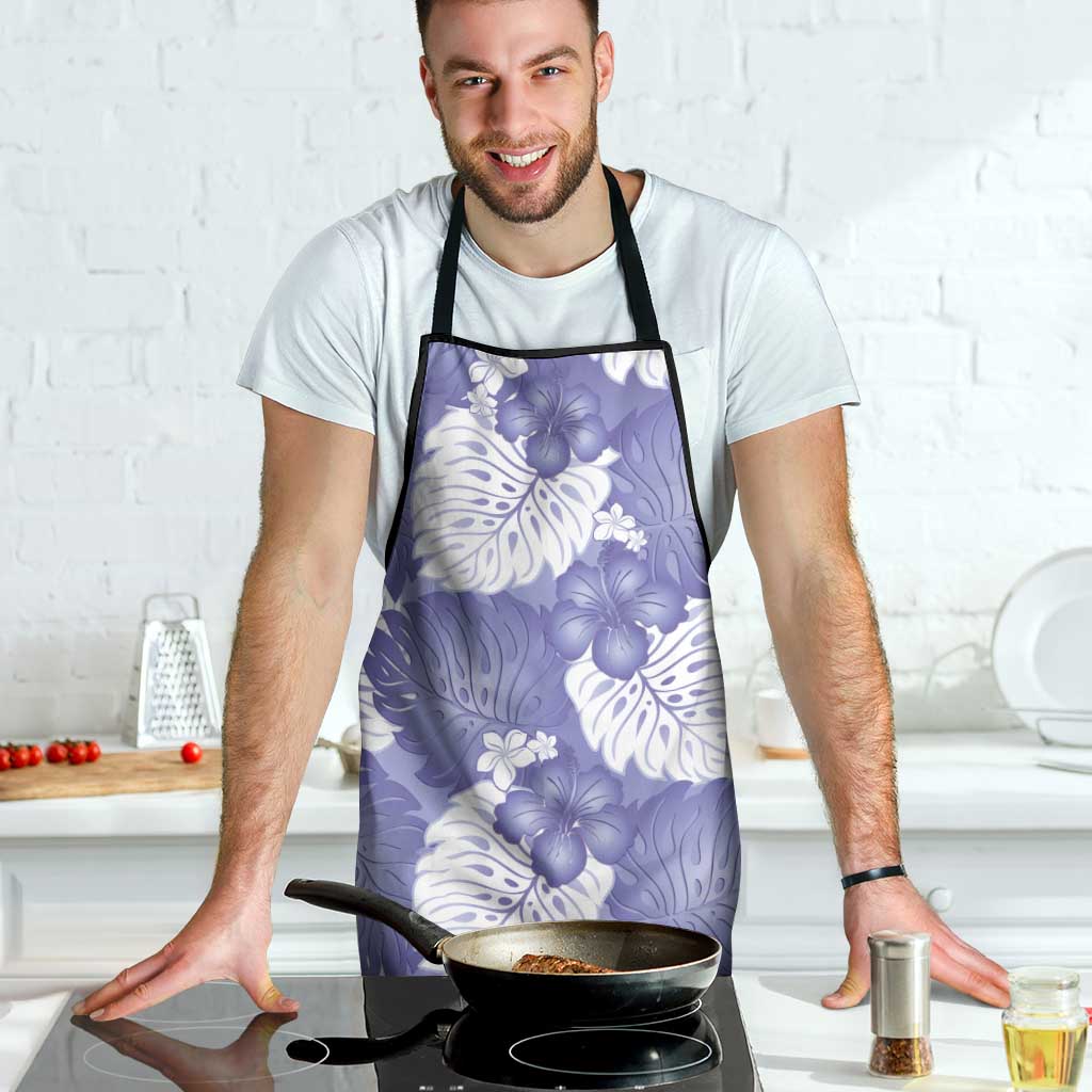 Purple Aloha Hawaii Apron Monstera Hibiscus Plumeria Seamless Vibes LT14 - Polynesian Pride