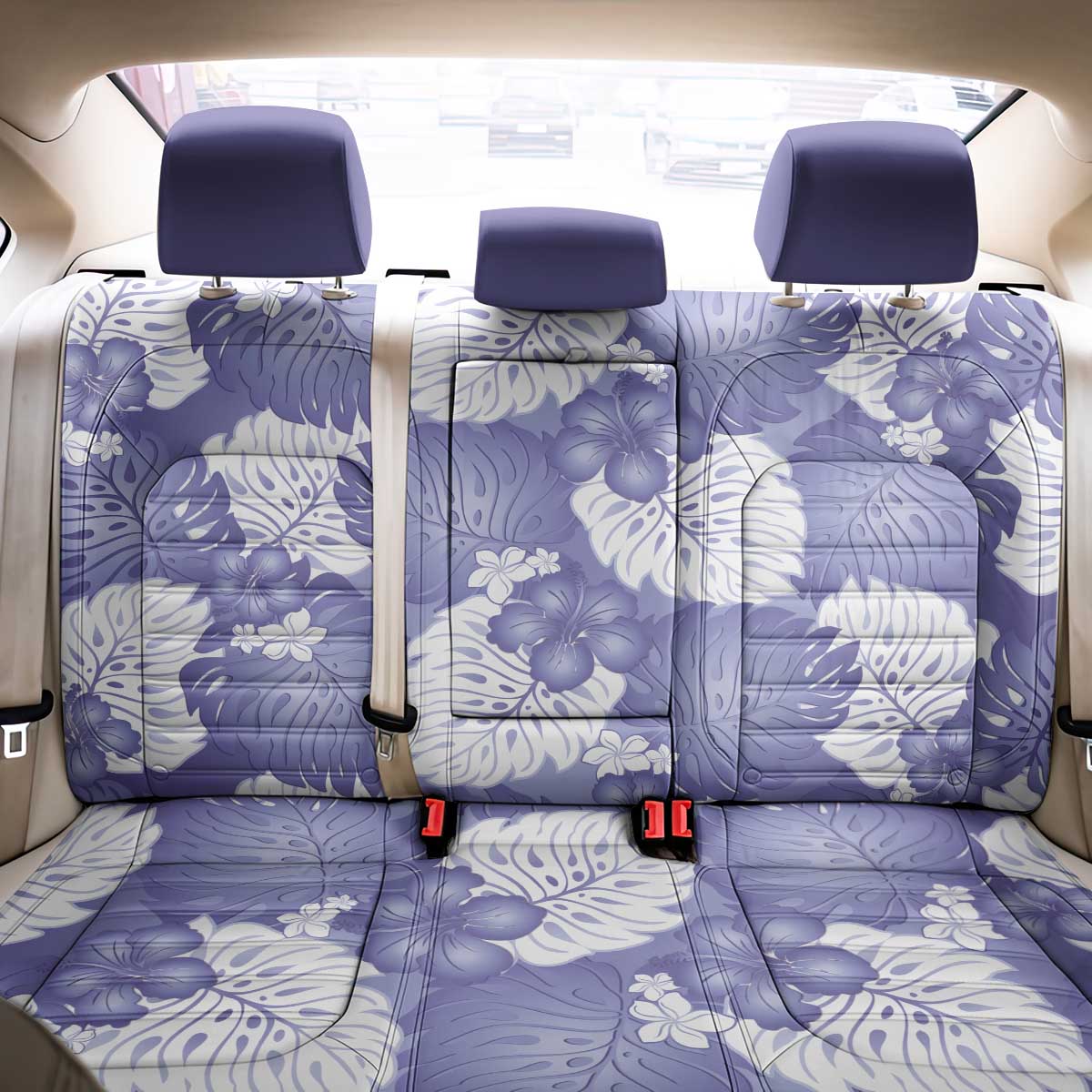 Purple Aloha Hawaii Back Car Seat Cover Monstera Hibiscus Plumeria Seamless Vibes - Polynesian Pride