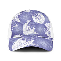 Purple Aloha Hawaii Baseball Net Cap Monstera Hibiscus Plumeria Seamless Vibes LT14 One Size White Purple - Polynesian Pride