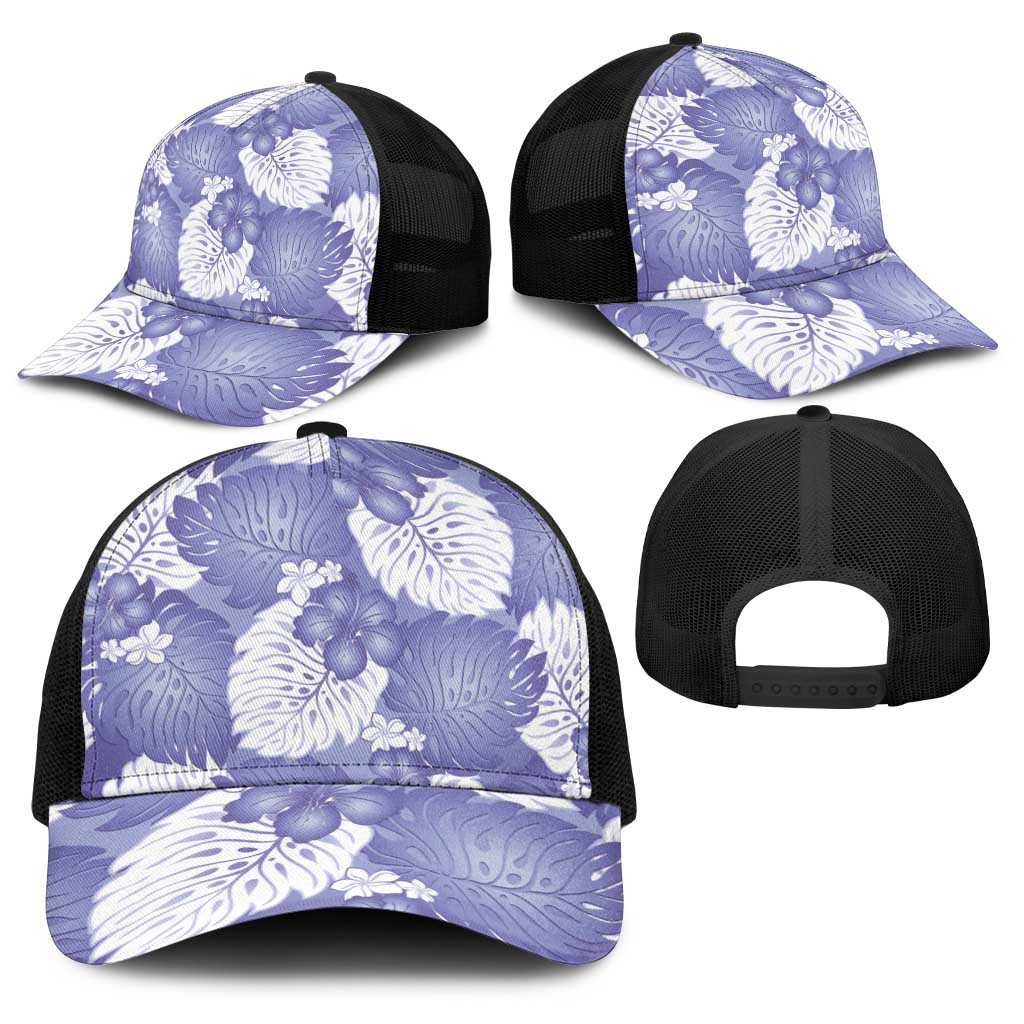 Purple Aloha Hawaii Baseball Net Cap Monstera Hibiscus Plumeria Seamless Vibes LT14 - Polynesian Pride