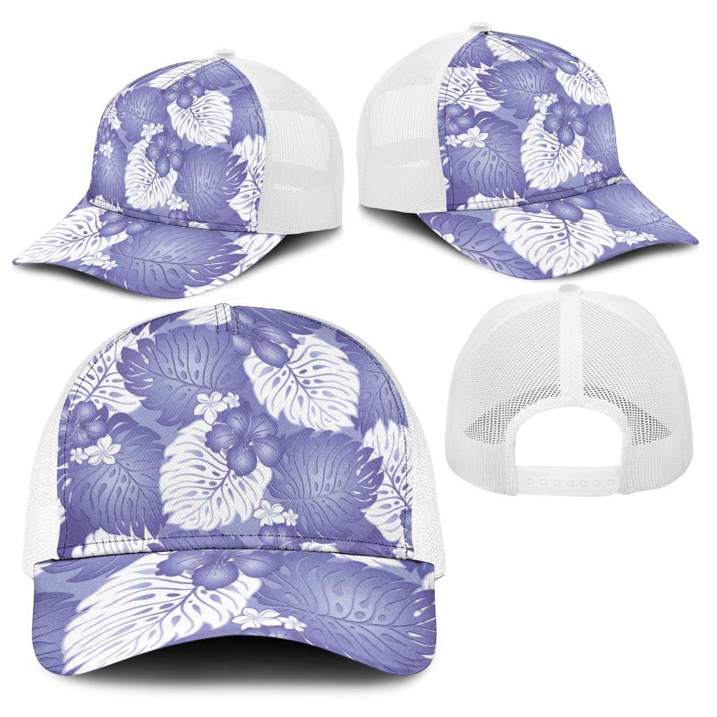 Purple Aloha Hawaii Baseball Net Cap Monstera Hibiscus Plumeria Seamless Vibes LT14 - Polynesian Pride