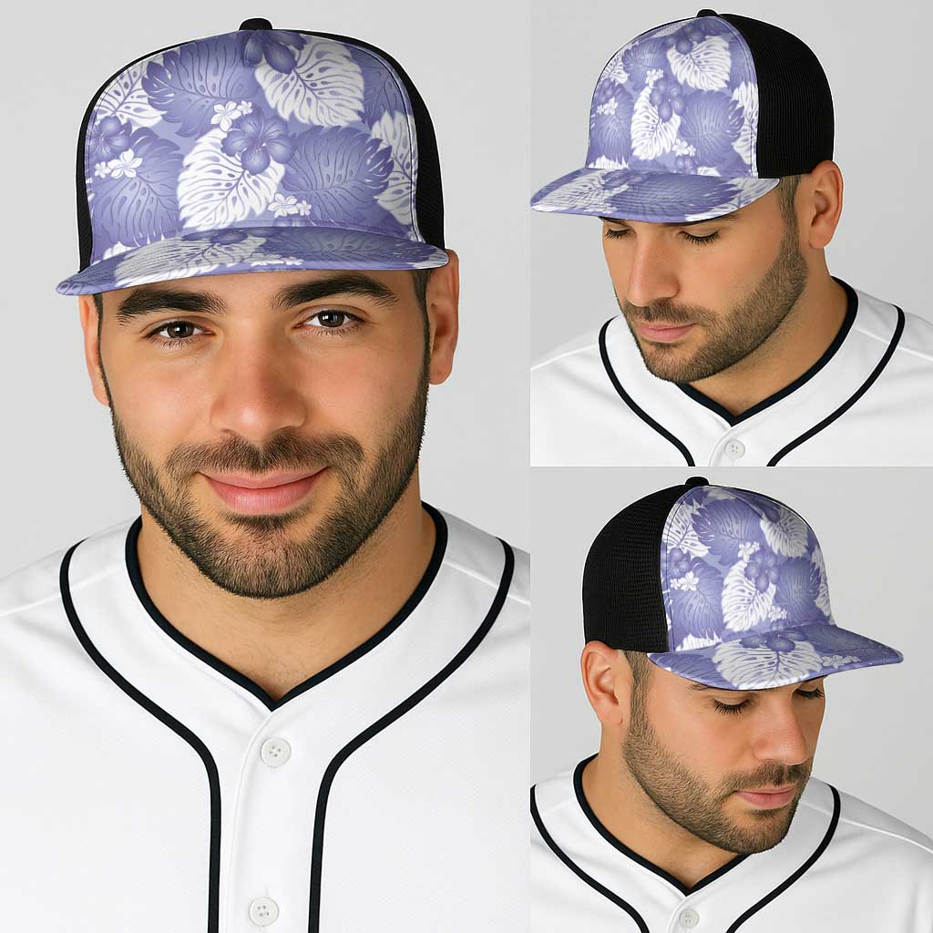 Purple Aloha Hawaii Baseball Net Cap Monstera Hibiscus Plumeria Seamless Vibes LT14 - Polynesian Pride