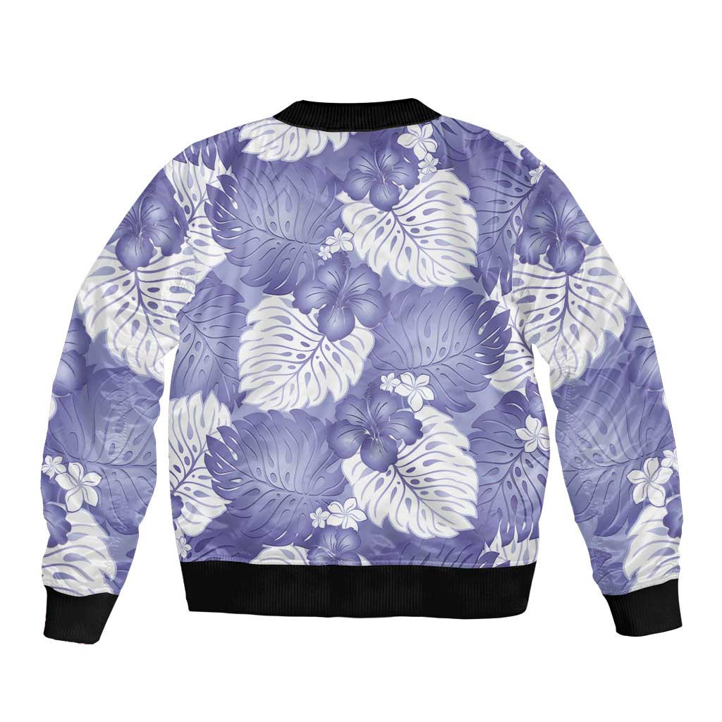 Purple Aloha Hawaii Bomber Jacket Monstera Hibiscus Plumeria Seamless Vibes LT14 - Polynesian Pride