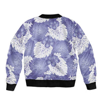 Purple Aloha Hawaii Bomber Jacket Monstera Hibiscus Plumeria Seamless Vibes LT14 - Polynesian Pride