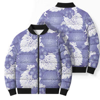 Purple Aloha Hawaii Bomber Puffer Jacket Monstera Hibiscus Plumeria Seamless Vibes - Polynesian Pride