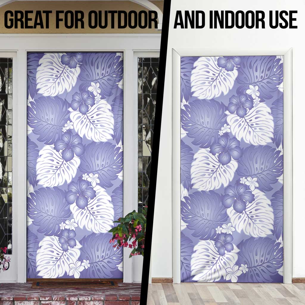 Purple Aloha Hawaii Door Cover Monstera Hibiscus Plumeria Seamless Vibes - Polynesian Pride