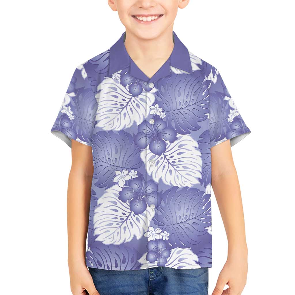 Purple Aloha Hawaii Family Matching Long Sleeve Bodycon Dress and Hawaiian Shirt Monstera Hibiscus Plumeria Seamless Vibes LT14 Son's Shirt Purple - Polynesian Pride